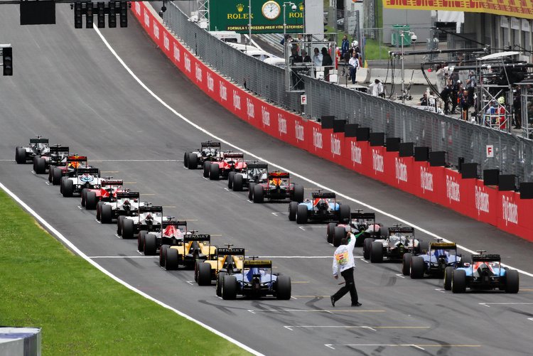 F1 cars starting grid